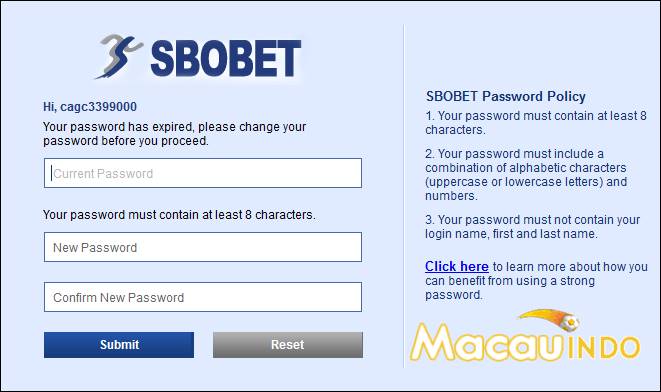 Rubah Password Sbobet